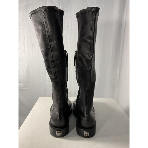 Givenchy Leather Black Squared Tall Boots Size 10 - Picture 5 of 7